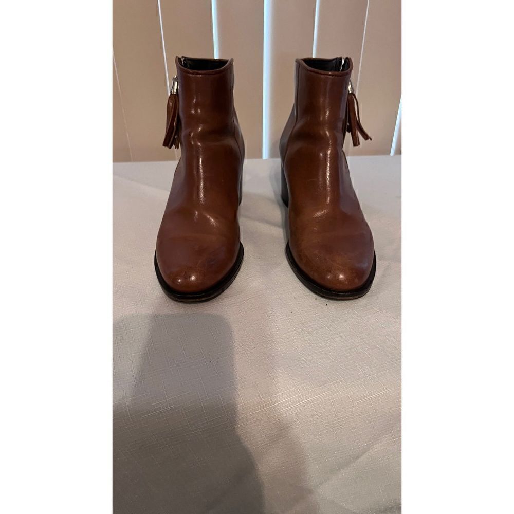 Russell & Bromley Tan Tassal Brown Leather Chelsea side zip boots side 9 EU 39.5